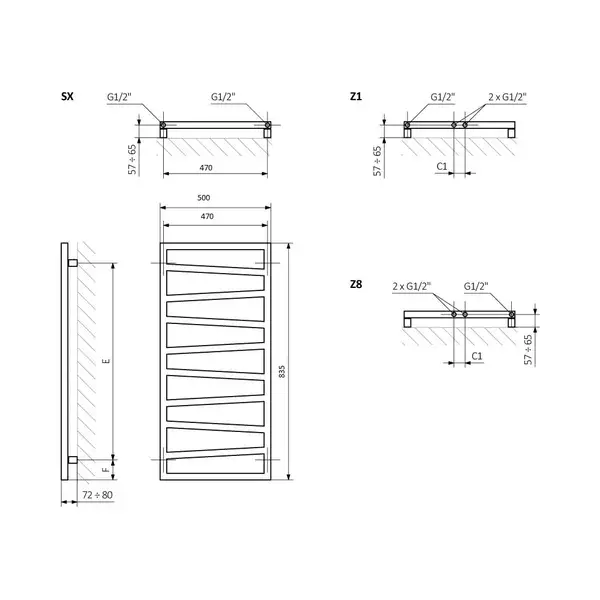 Рушникосушка 835х500 Zigzag WGZIG083050KIHESX Terma