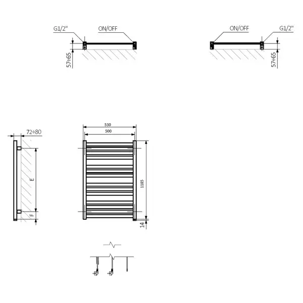Рушникосушка 1185x530 Marlin One WWMRN118053KS95E8P Terma