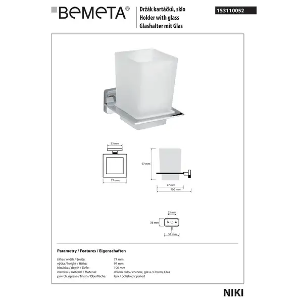 Тримач склянки+склянка Niki 153110052   Bemeta