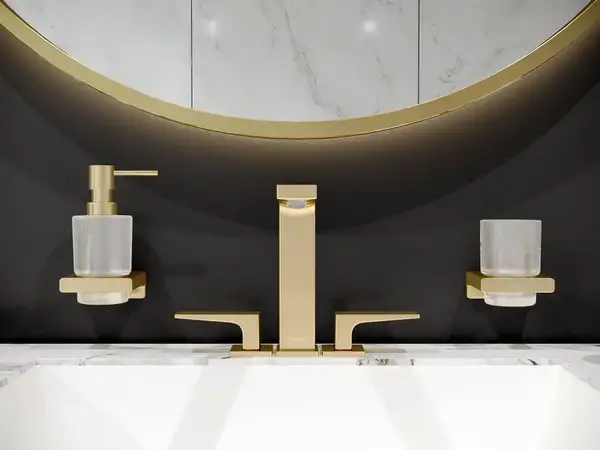 Стакан для жидкого мыла подвесной Hansgrohe AddStoris, полированное золото/стекло матовое (41749990) фото 2 Aquada.com.ua
