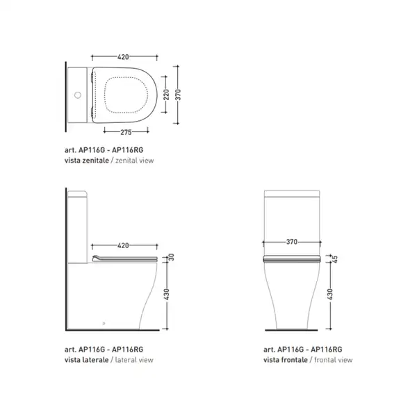 Кришка для унітазу Flaminia APP 42x37 h2.5 cм, slim short soft-closing, білий (APCW07)