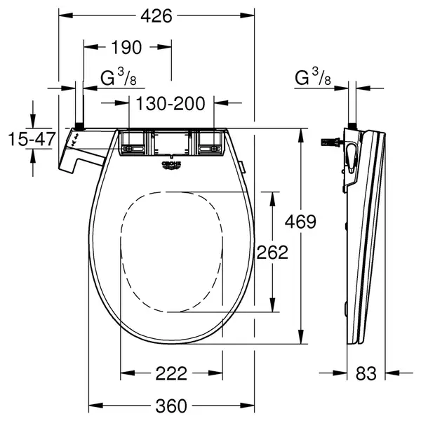 Кришка-біде Grohe Bau Ceramic (39648SH0)