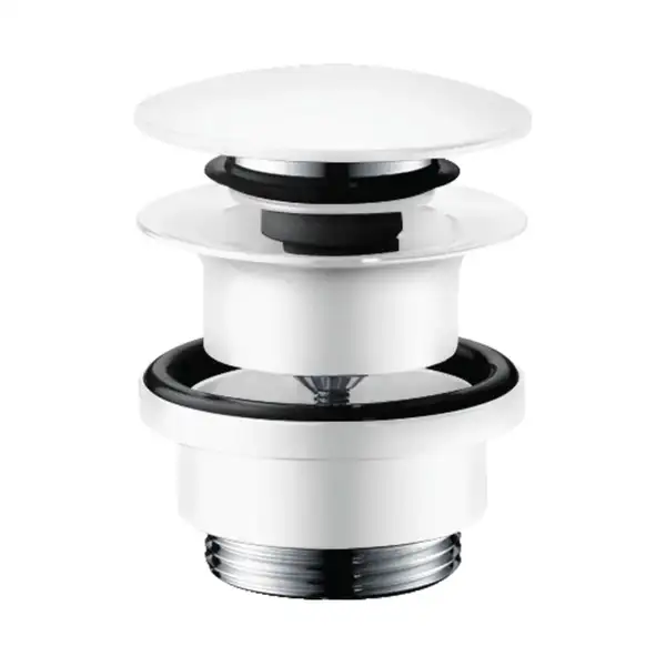 Донний клапан Hansgrohe для умивальників з переливом push-open, білий матовий (50100700)