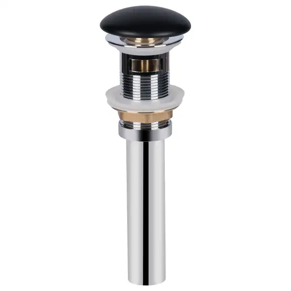 Донный клапан для раковины Qtap PU03O 70х70х227.5 Matt black с переливом (QT066PU03OMB)