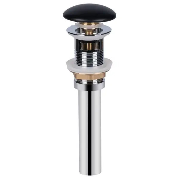 Донный клапан для раковины Qtap PU03O 70х70х227.5 Matt black с переливом (QT066PU03OMB)