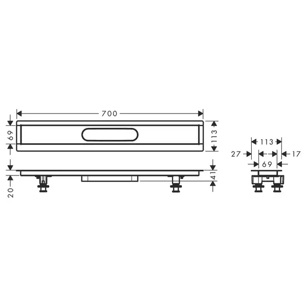 Дренажный канал 70 см Hansgrohe uBox universal (без корпуса) (56011180) фото 2 Aquada.com.ua