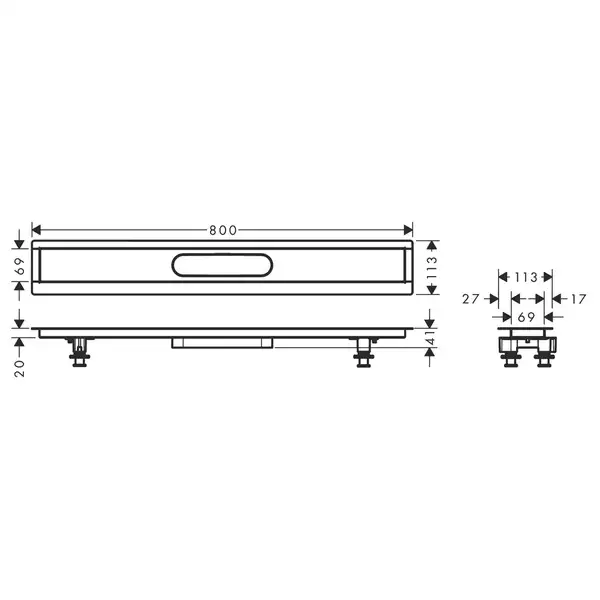 Дренажный канал 80 см Hansgrohe uBox universal (без корпуса) (56012180) фото 2 Aquada.com.ua