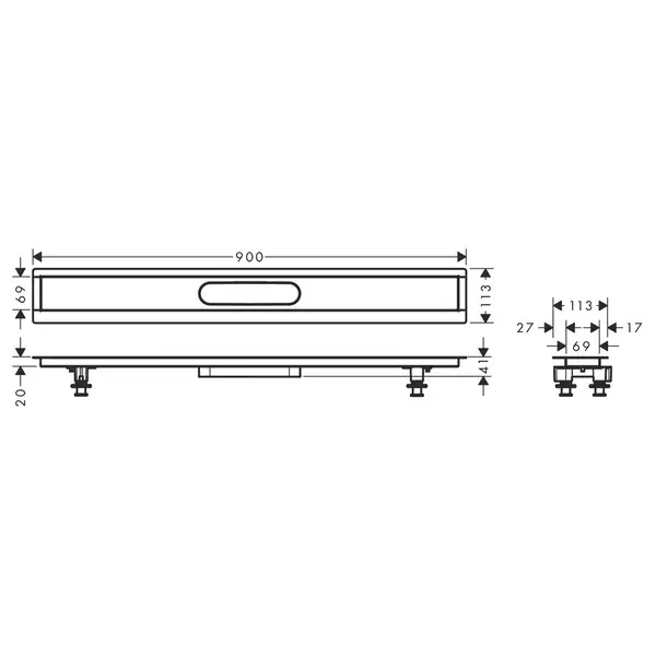 Дренажный канал 100 см Hansgrohe uBox universal (без корпуса) (56014180) фото 2 Aquada.com.ua