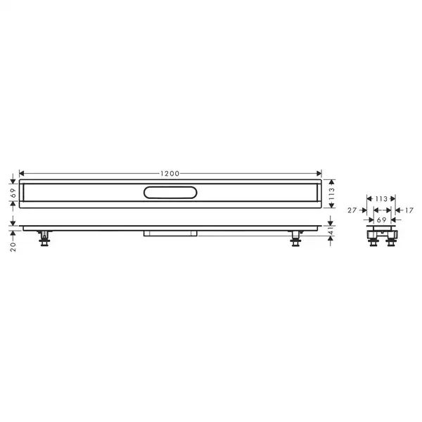 Дренажный канал 120 см Hansgrohe uBox universal (56015180) фото 2 Aquada.com.ua