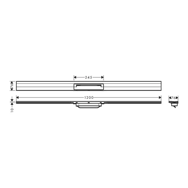 Внешняя часть трапа для душа, укорачиваемого 120 см Hansgrohe RainDrain Flex (чёрный матовый) 56054670