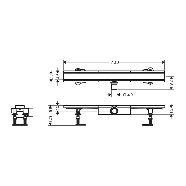 HANSGROHE RainDrain Compact Flat Душевой трап 70 см, матовый (56164800)