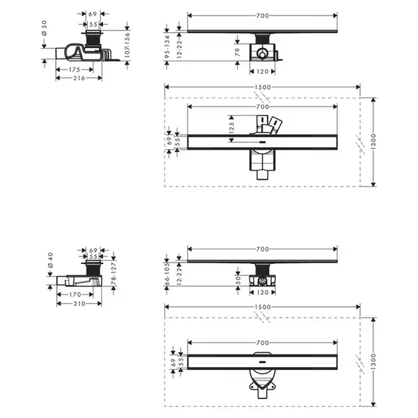 Hansgrohe RainDrain Allround Душевой канал 70 см, нерж. сталь (56186800)