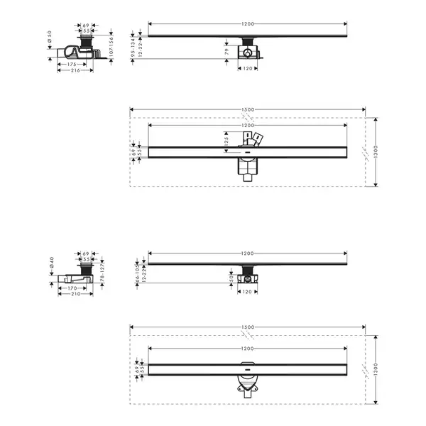 HANSGROHE RainDrain Allround Душевой канал, нерж. сталь (56190800)
