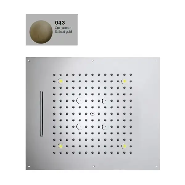 Верхній душ BOSSINI DREAM / 3 дощ, каскад, туман спрей, 4RGB LED, для підвісної стелі 57x47сm, satined gold (H38935000043016)