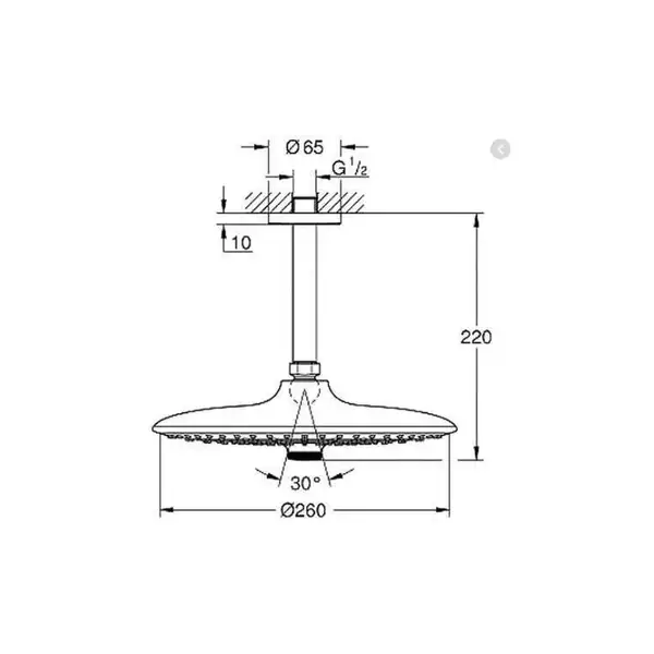 Grohe Верхній душ зі стельовим кронштейном Grouphoria (26461000)
