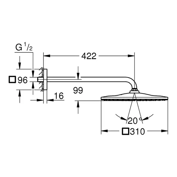 Верхній душ Grohe Rainshower Mono 310 Cube, сталь (26564DC0)