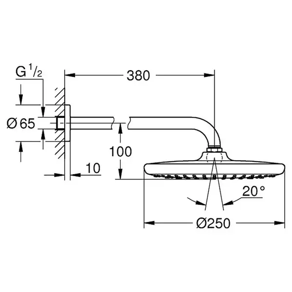 Верхній душ з настінним кронштейном Grohe Tempesta (260000) (26668000)