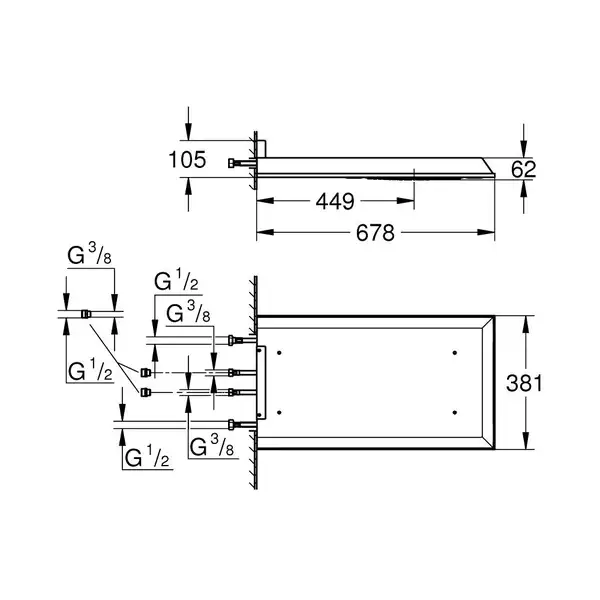 Верхній душ з 3 режимами струменя GROHE Rainshower F-Series 15 (27938001)