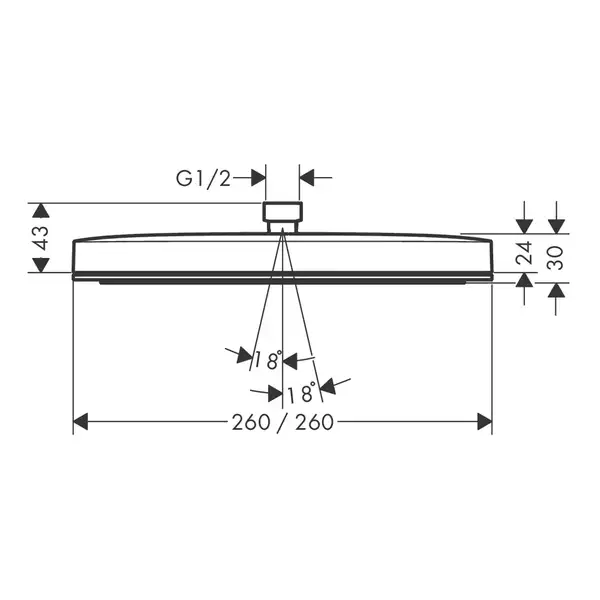 Верхній душ Hansgrohe Pulsify E 260 х 260 см 1jet EcoSmart+ (колір – білий матовий) 24333700