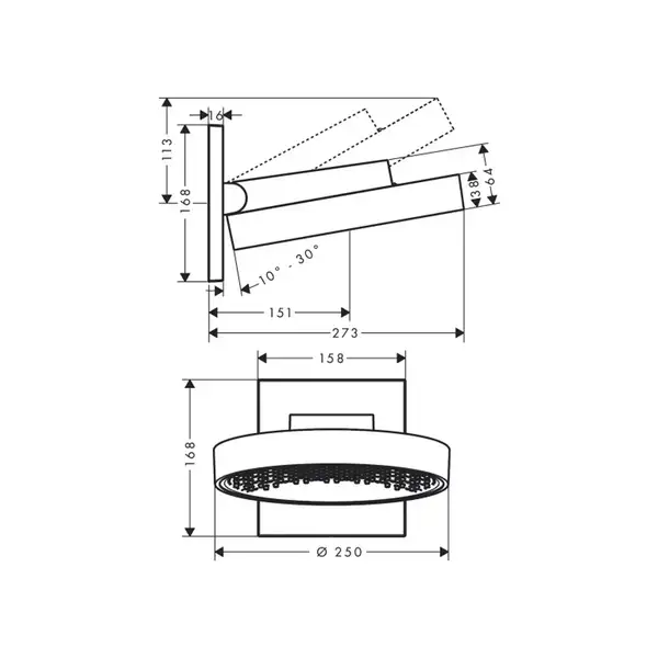 Верхний душ Ø 250 мм Hansgrohe Rainfinity EcoSmart, 1 тип струи (цвет - белый матовый) (26227700) фото 7 Aquada.com.ua