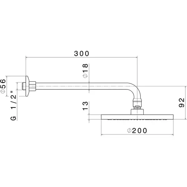 New-Form Верхній душ New Form d20 см кронштейн 30 см, Bianco opaco (67790.01.014)