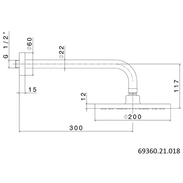 New-Form Верхній душ New Form EXTRO ABS d 200 з власником зі стіни, хром (69360.21.018)