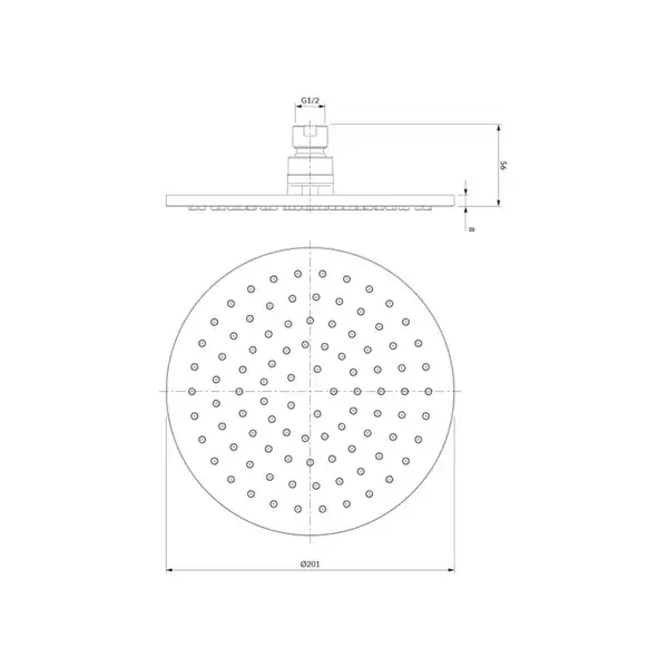 верхній душ Omnires Slimline black mat 20 cm (WG120BL)