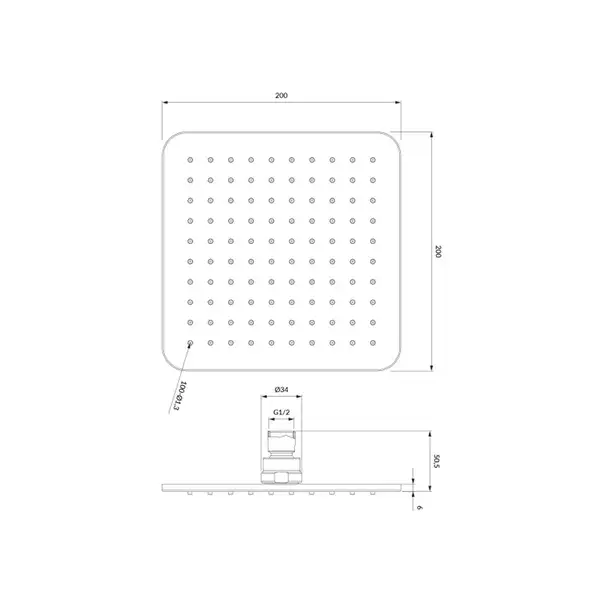верхній душ Omnires Slimline chrome/white 20x20 cm (WG220/OCRB)