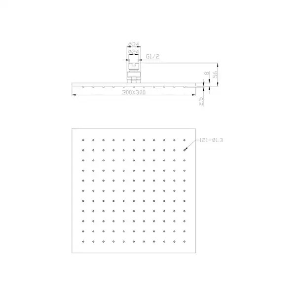 верхній душ Omnires Slimline chrome 30x30 cm (WG230CR)