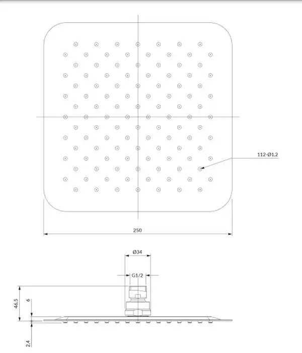 верхній душ Omnires Ultra Slimline chrome 25x25 cm (WGU225CR)