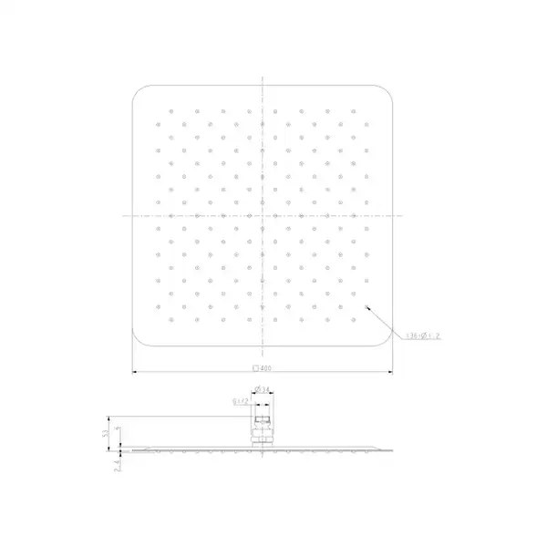 верхній душ Omnires Ultra Slimline chrome 40x40 cm (WGU240CR)