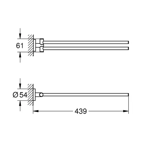 Полотенцедержатель двойной 439 мм Grohe Essentials, тёмный графит, матовый (40371AL1) фото 2 Aquada.com.ua