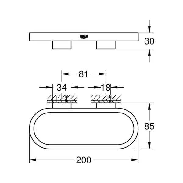 Кольцо для полотенец Grohe Selection, тёмный графит, матовый (41035AL0) фото 2 Aquada.com.ua