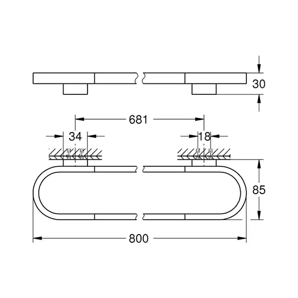 Полотенцедержатель 800 мм Grohe Selection, тёмный графит, матовый (41058AL0) фото 2 Aquada.com.ua
