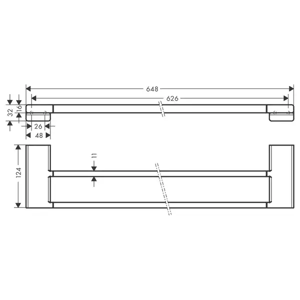 Полотенцедержатель двойной 648 мм Hansgrohe AddStoris, хром (41743000) фото 2 Aquada.com.ua