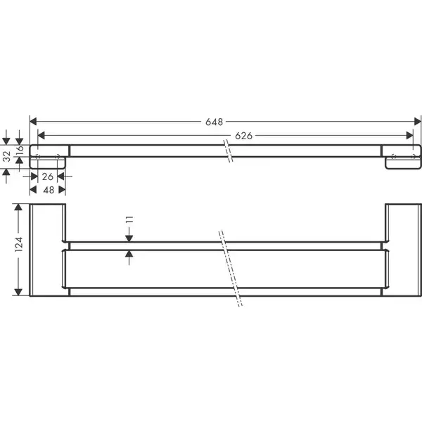 Полотенцедержатель Hansgrohe AddStoris подвійний 62,6 / 64,8x12,4 см, Chrome (41743000)