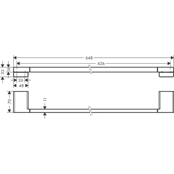 Полотенцедержатель Hansgrohe AddStoris 62,6 / 64,8 см, Matt Black (41747670)