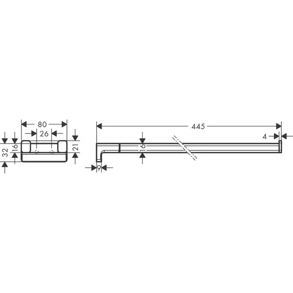 Полотенцедержатель Hansgrohe AddStoris 44,5 см, подвійний, Matt Black (41770670)