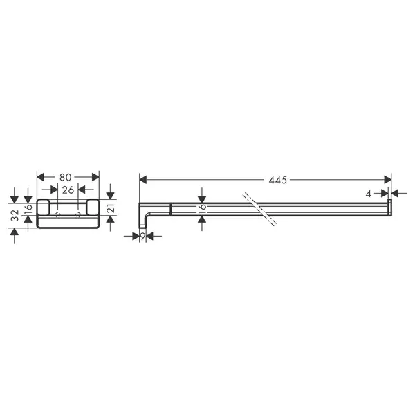 Полотенцедержатель двойной 445 мм Hansgrohe AddStoris, белый матовый (41770700) фото 2 Aquada.com.ua