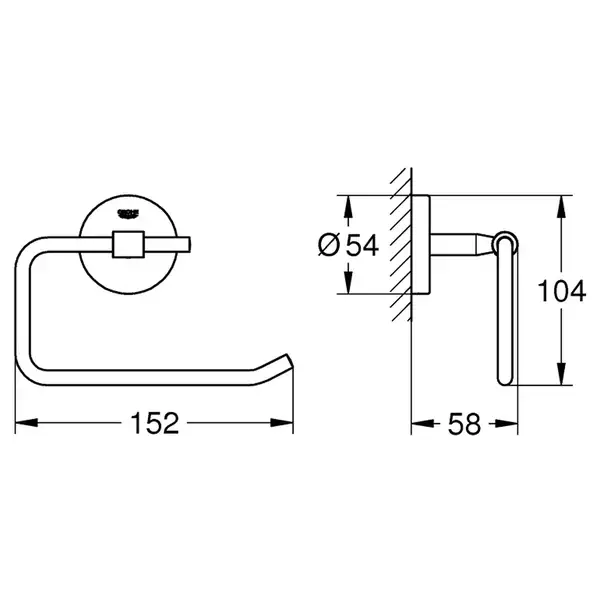 Бумагодержатель без крышки Grohe BauCosmopolitan (цвет - хром) (40457000) фото 2 Aquada.com.ua