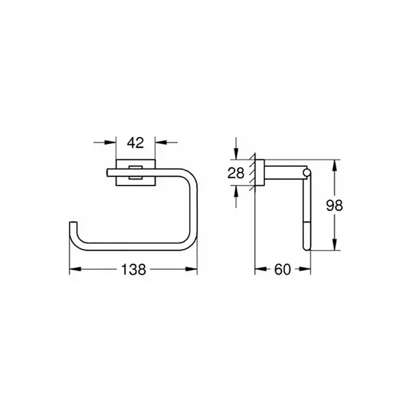 Бумагодержатель без крышки Grohe Essentials Cube (цвет - хром) (40507000) фото 2 Aquada.com.ua