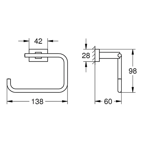 Бумагодержатель без крышки Grohe Essentials Cube (цвет - тёмный графит, матовый) (40507AL1) фото 2 Aquada.com.ua