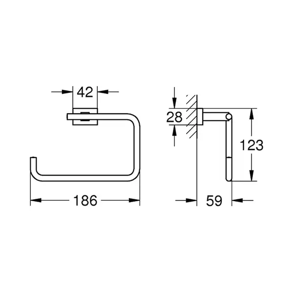 Бумагодержатель без крышки Grohe Essentials Cube (цвет - тёмный графит, матовый) (40510AL1) фото 2 Aquada.com.ua