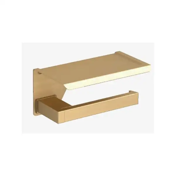 Тримач туалетного паперу з поличкою Sonia S-Cube Brushed Gold 149х79х105 мм, золото матове (182169)