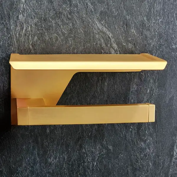 Тримач туалетного паперу з поличкою Sonia S-Cube Brushed Gold 149х79х105 мм, золото матове (182169)