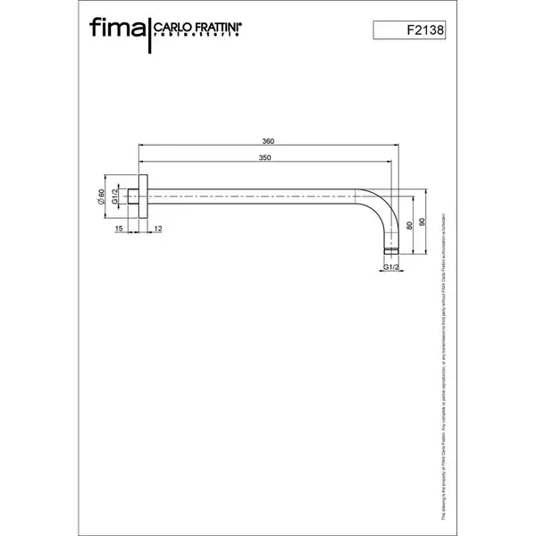 Fima Carlo Душовий кронштейн 350 мм Wellness Black matt (F2138NS), Fima