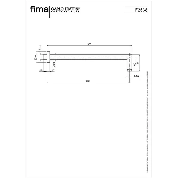Fima Carlo Душовий кронштейн 350 мм Wellness Black matt (F2538NS), Fima