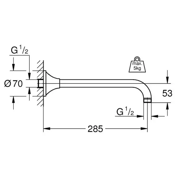 Душовий кронштейн 285 мм Grohe Rainshower Grandera (27986IG0)