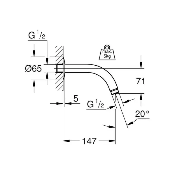 Душовий кронштейн 147 мм Grohe Relexa (28541000)