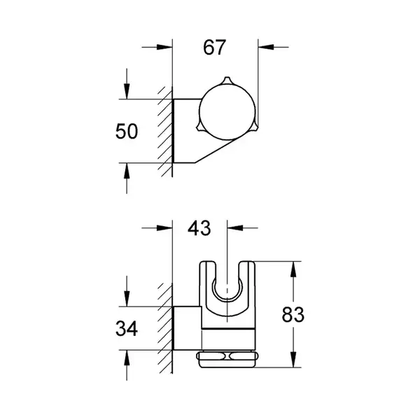 Держатель для ручного душа Grohe Relexa (цвет - хром) (28623000) фото 3 Aquada.com.ua